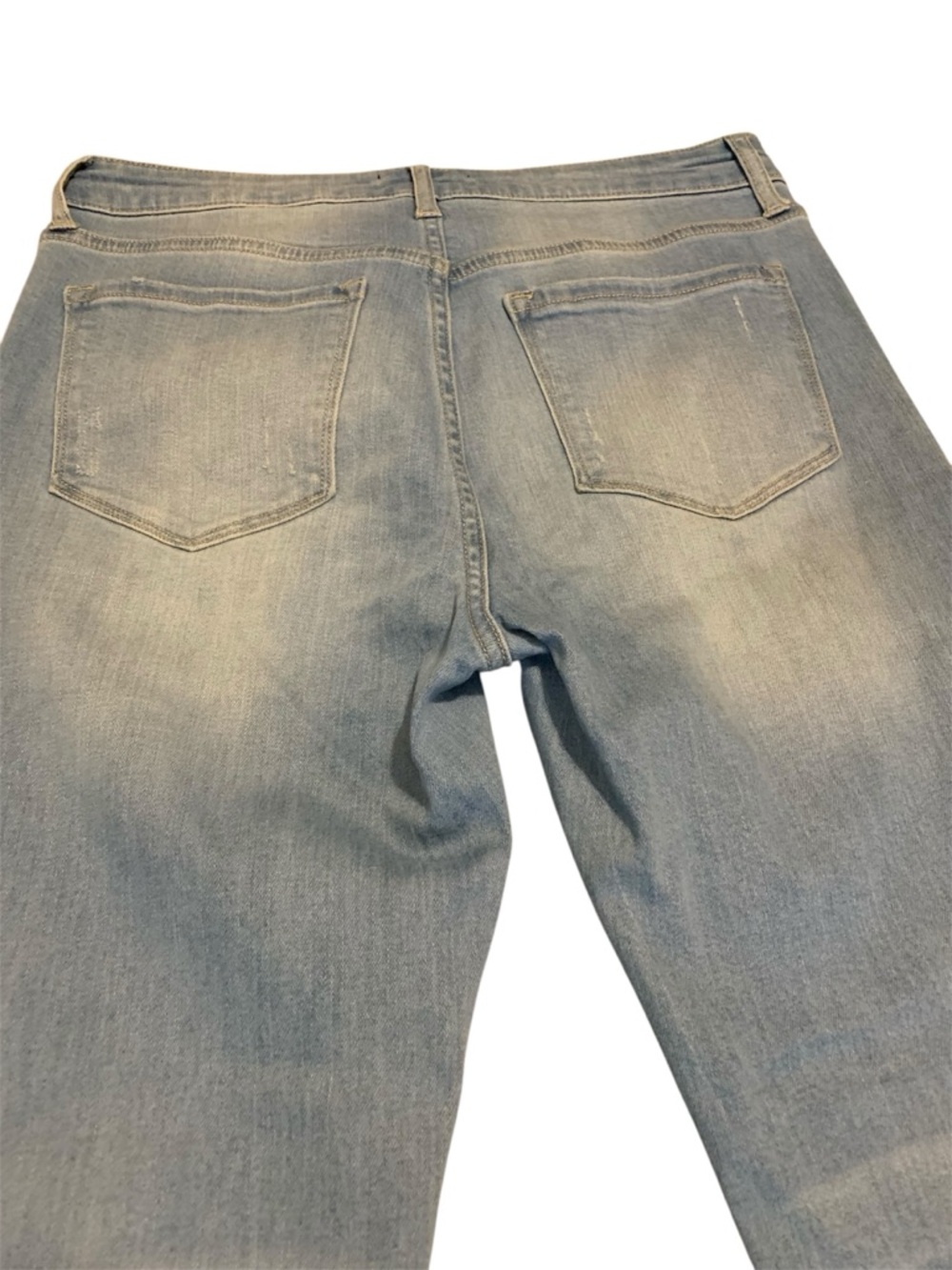 Distressed Light Blue Straight Leg Women's Jeans - Picture 6 of 7